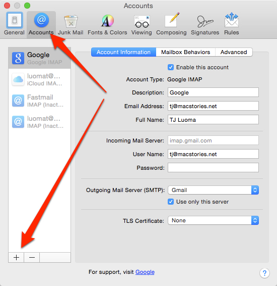 gmail imap settings for mac mail